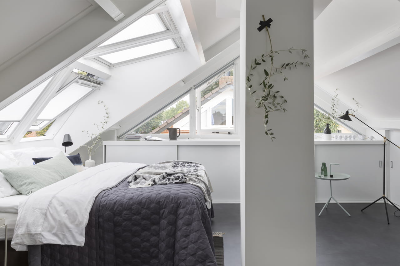 Bedroom with two Cabrio roof windows