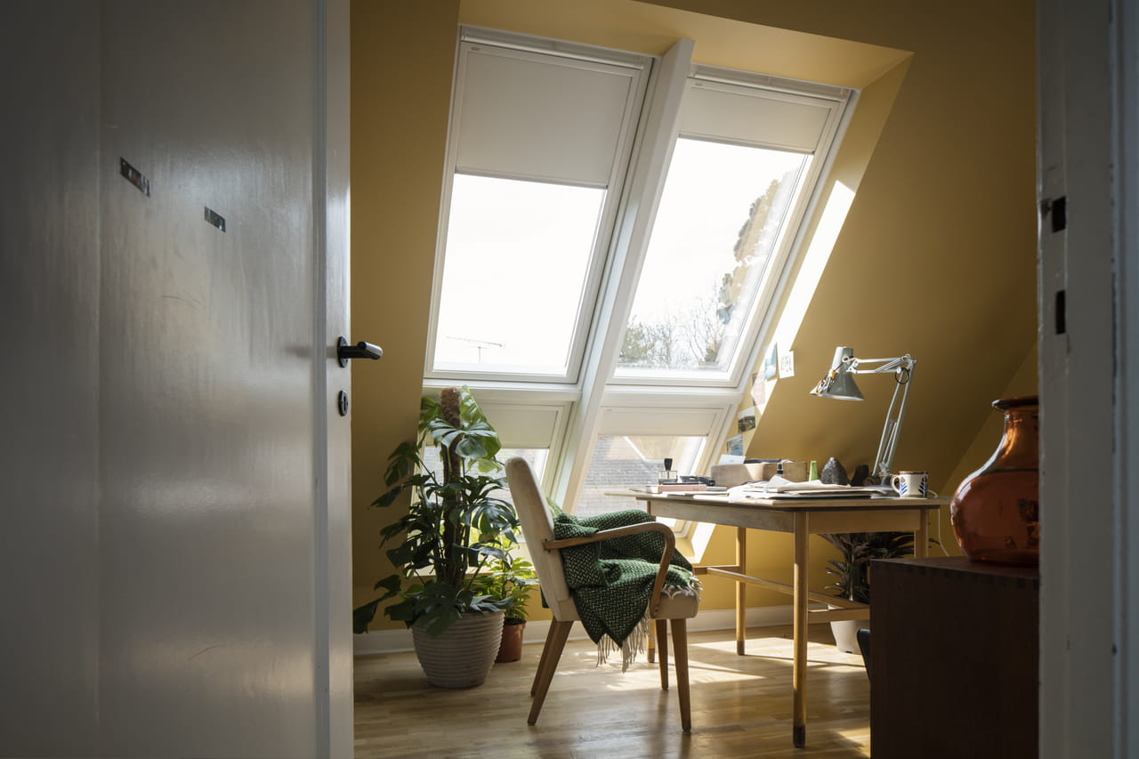 Home office with great lightning from VELUX roof windows