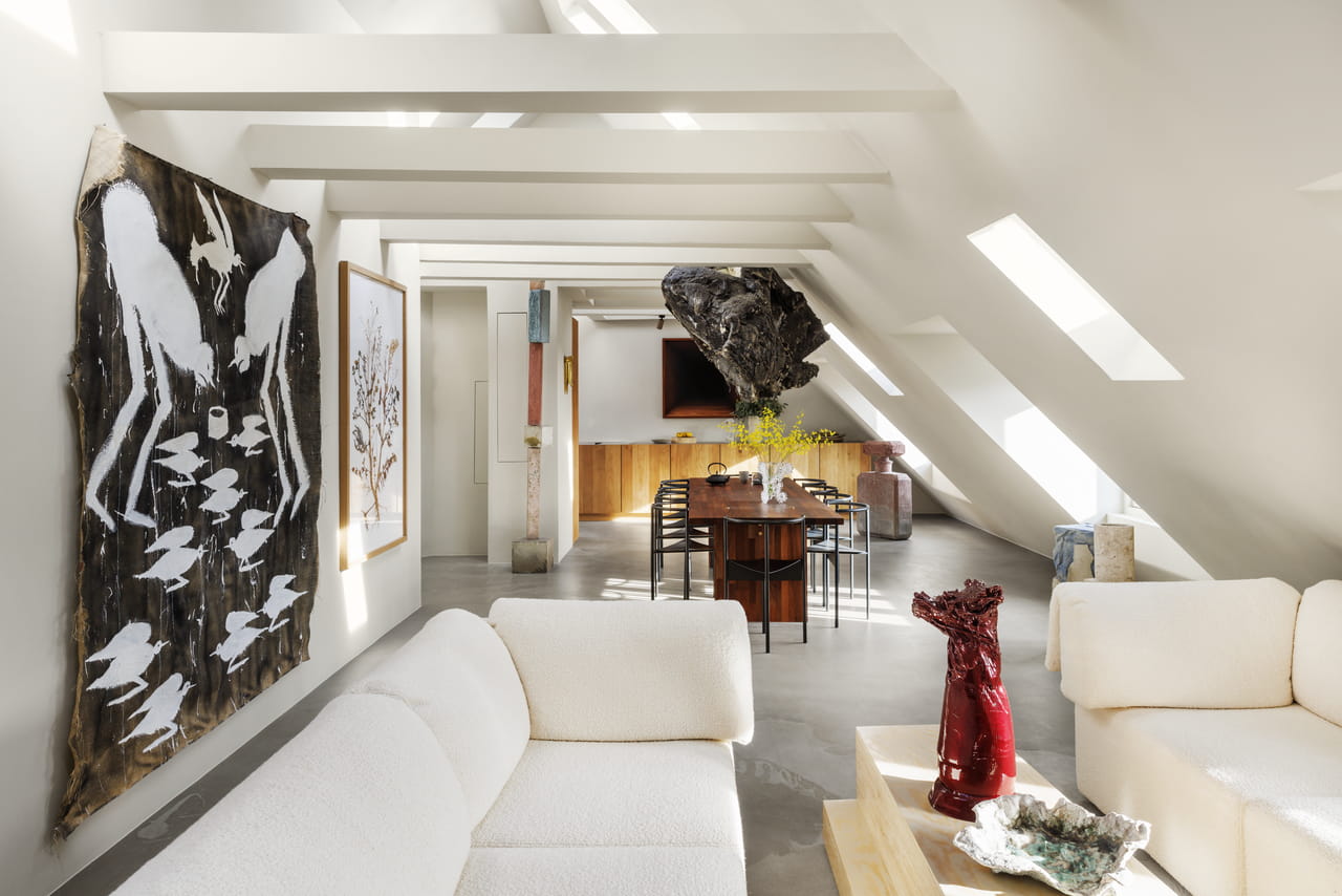 Bright livingroom and kitchen loft with VELUX roof windows
