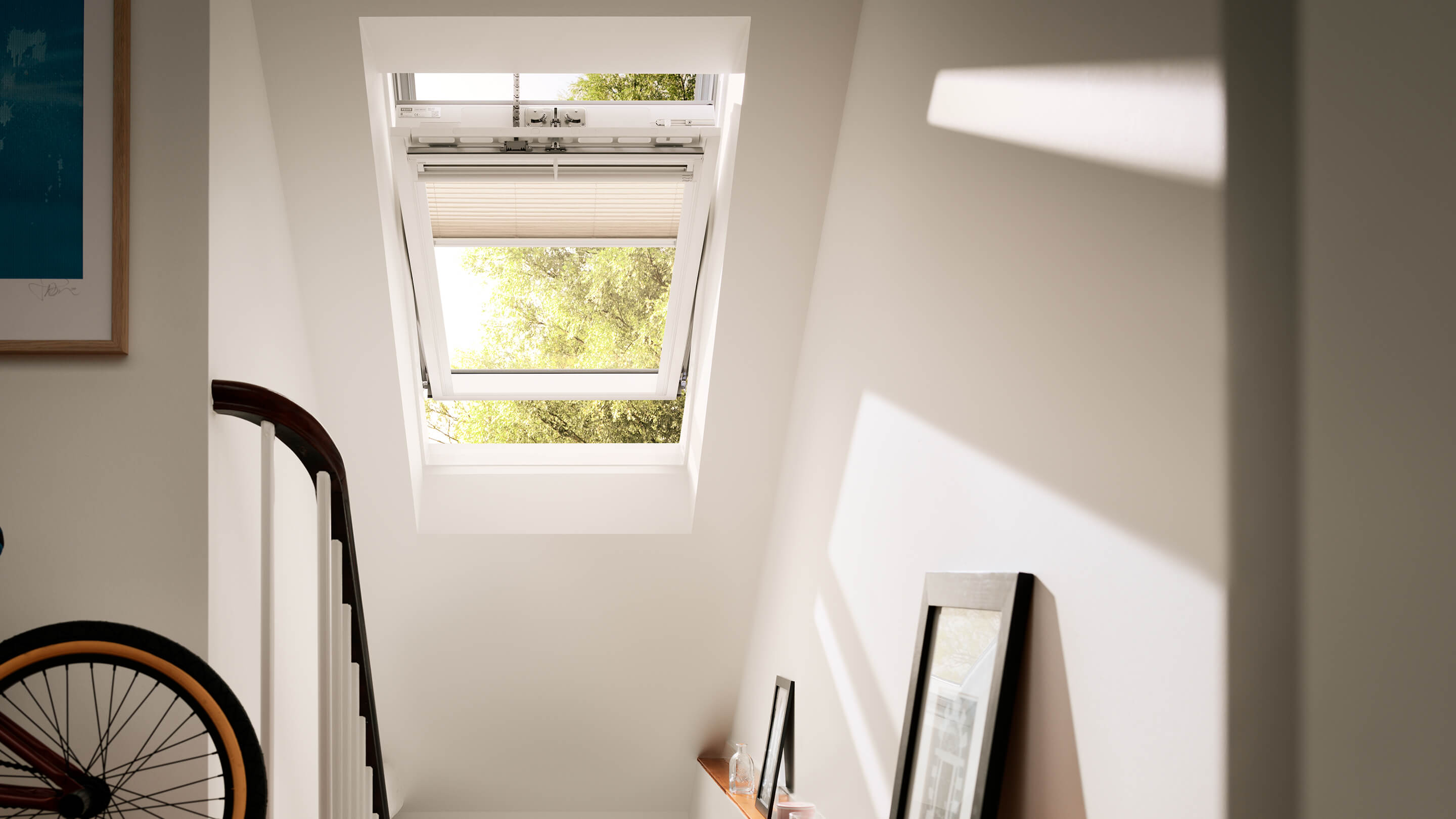 VELUX standard single electric window with pleated blind