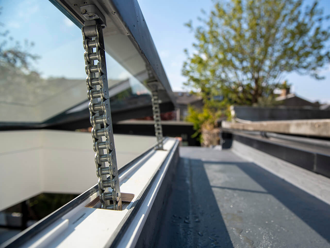 Close up view of VELUX opening rooflights