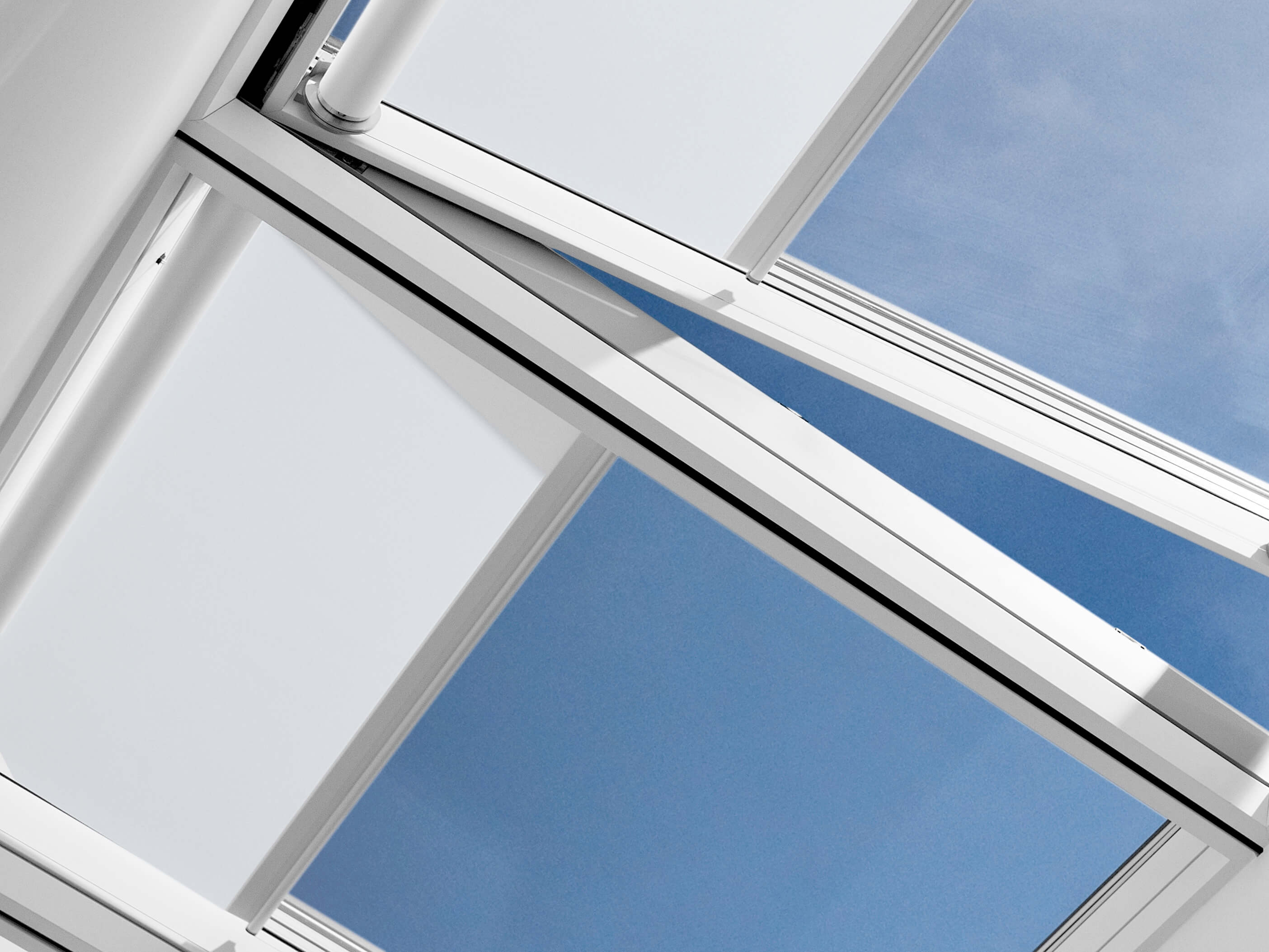 close up of VELUX modular skylights showing installed roller blinds