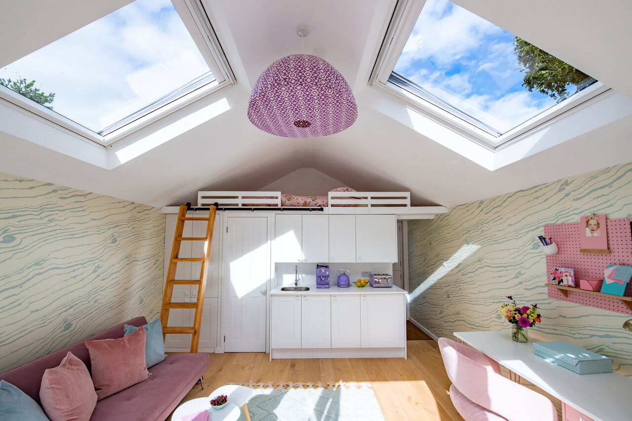 Home office area with two roof windows from VELUX.