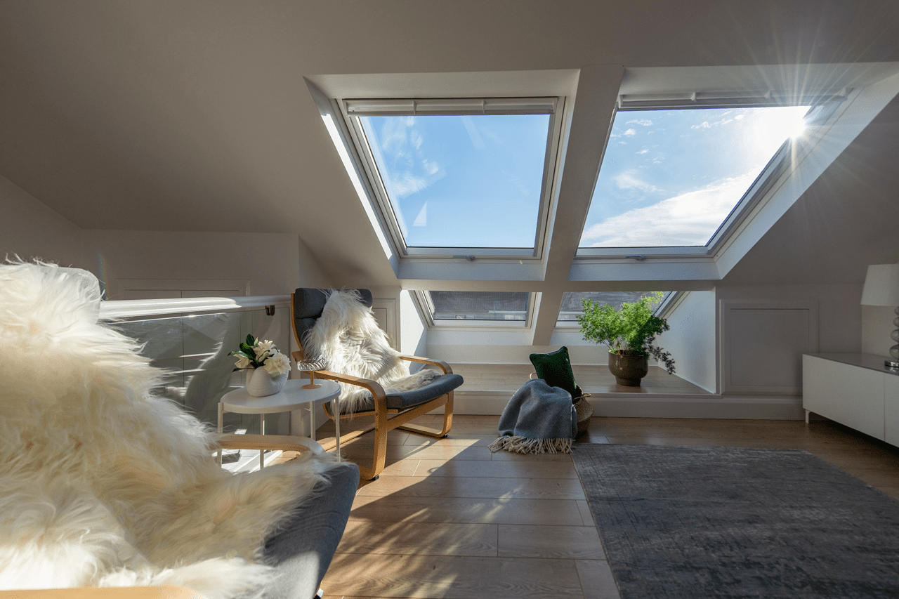 How to realise the potential of your attic space with roof windows - view of windows from inside room